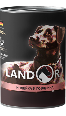 LANDOR Полноценный сбалансированный влажный корм для щенков всех пород индейка с говядиной 0,4 кг СВ-2 фото