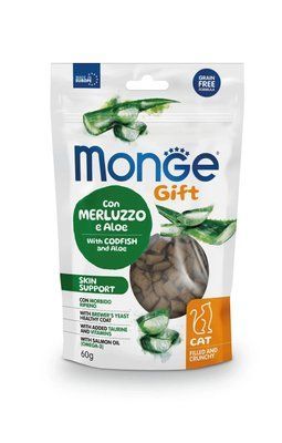 Лакомства для котов Monge Gift Cat Skin support с треской и алоэ 60 гр 70085045 фото
