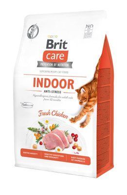 Сухой корм Brit Care Cat GF Indoor Anti-stress для кошек, постоянно живущих в помещении, курица, 400 г 1111162368 фото
