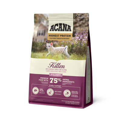 Сухий корм Acana Highest Protein Kitten для кошенят з куркою, індичкою та лососем 1,8 кг a72325 фото