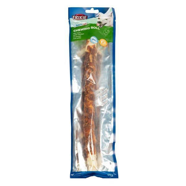 Паличка Trixie Denta Fun для чищення зубів з куркою, 40 см, 170 г (натуральна шкіра) 1111137240 фото