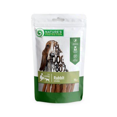Лакомство для дрессировки собак с кроликом Nature's Protection Snacks For Dogs Rabbit sticks 75г SNK46107 фото