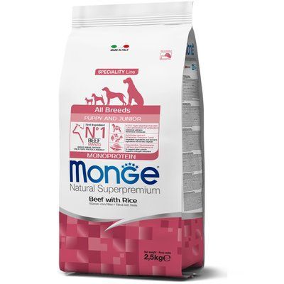 Сухий корм Monge Dog All breeds Puppy & Junior з яловичиною для цуценят всіх порід 2,5 кг 70011372 фото