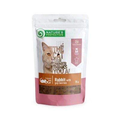Лакомство для котов снеки из кролика с ягодами годжи Nature's Protection snack for cats with rabbit and goji berries 75г SNK46114 фото