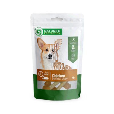 Ласощі для собак з куркою у формі гантелі Nature's Protection snack for dogs with chicken 75г SNK46087 фото