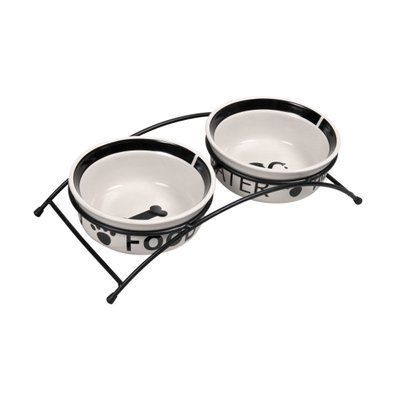 Миски Trixie Eat on Feet для собак, на металевій підставці, керамічні, 15 см, 2х600 мл 1111124112 фото