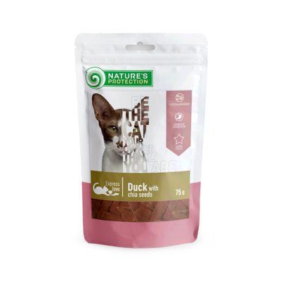 Лакомство для кошек снеки с уткой и чиа Nature's Protection snack for cats with duck with chia seeds 75г SNK46113 фото