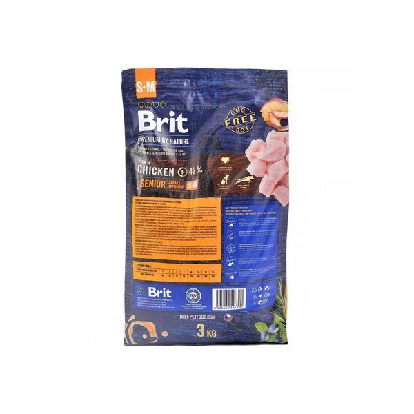 Корм сухий Brit Premium Dog Senior S+M для собак дрібних та середніх порід похилого віку вагою 1-25 кг з куркою 3 кг 1111150958 фото