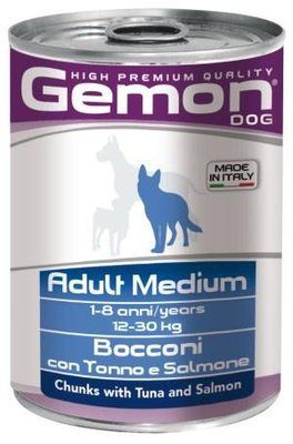 Влажный корм Gemon Dog Wet Medium Adult кусочки с тунцом и лососем для собак средних пород 415 гр 70387880 фото