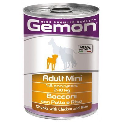 Влажный корм Gemon Dog Wet Mini Adult кусочки с курицей и индейкой для собак мини пород 415 гр 70387873 фото