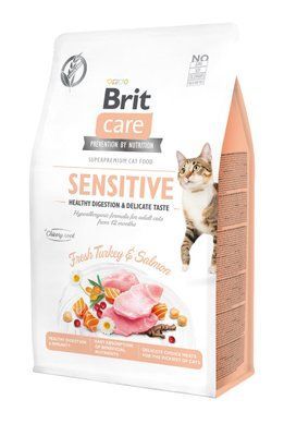 Сухой корм Brit Care Cat GF Sensitive HDigestion & Delicate Taste для кошек с чувствительным пищеварением, индейка и лосось, 400 г 1111162353 фото