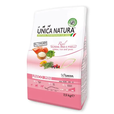 Сухой корм Gheda Unica Natura Unico Mini для собак мелких пород с лососем, рисом и горохом 7,5 кг GDA00460 фото