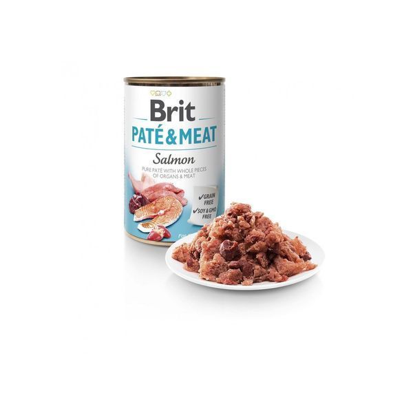 Корм вологий Brit Care Pate and Meat для дорослих собак з лососем 400 г 1111151334 фото