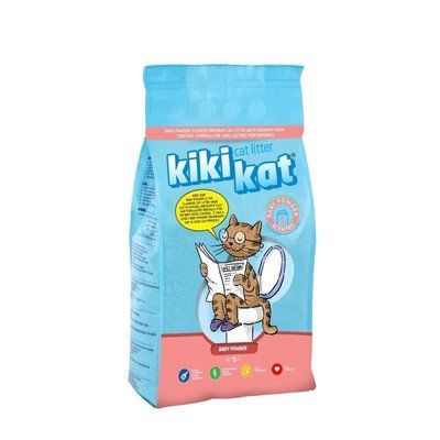 Бентонитовый наполнитель KikiKat для кошачьего туалета с запахом детской пудры 5 L БК-12 фото