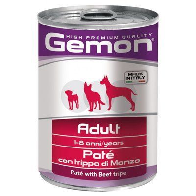 Вологий корм Gemon Dog Wet Adult паштет із яловичим рубцем для собак усіх порід 400 г 70387804 фото
