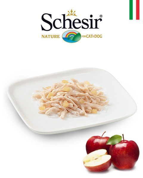 Влажный корм Schesir Chicken & Аpple с курицей и яблоком для взрослых собак (кусочки в желе) 150 г 613721 фото