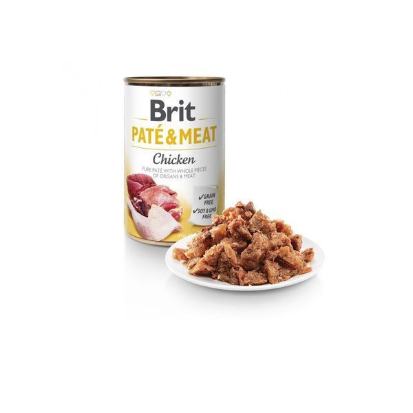 Корм влажный Brit Care Pate and Meat для взрослых собак с курицей 400 г 1111151336 фото