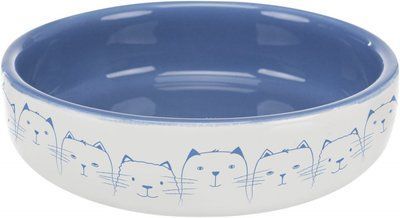 Миска Trixie для котів коротконосих порід, керамічна, 15 см, 300 мл (світло-синя/біла) 1111156287 фото
