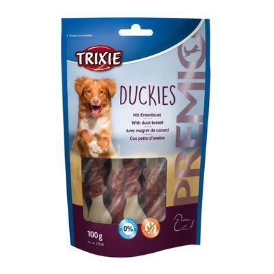 Лакомство для собак кальциевые косточки с уткой Trixie Premio Duckies 100 г 1111129084 фото