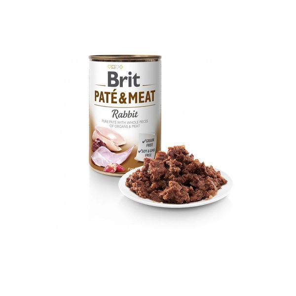 Корм вологий Brit Care Pate and Meat для дорослих собак з кроликом 400 г 1111151339 фото