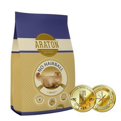 Полноценный сухой корм для выведения шерсти у взрослых котов ARATON Adult No Hairball 15 кг ART24136 фото