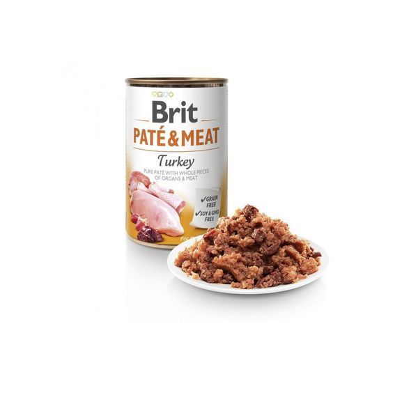 Корм вологий Brit Care Pate and Meat для дорослих собак з індичкою 400 г 1111151337 фото