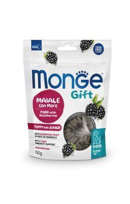 Лакомства для собак Monge Gift Dog Puppy and Junior Growth support свинина с ежевикой 150 гр 70085724 фото