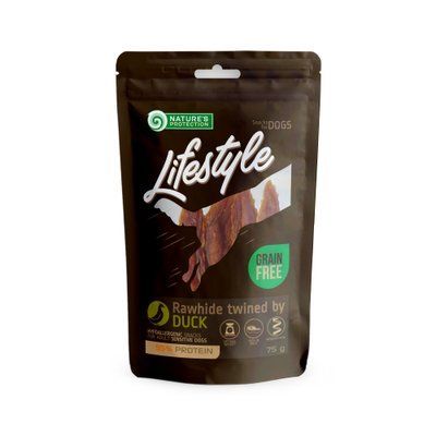 Ласощі для собак кручені палички з сиром&rsquo;ятної шкіри з качкою Nature's Protection Lifestyle Snack For Dogs Rawhide Sticks Twined By Duck 75г SNK46149 фото