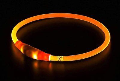 LED нашийник для собак та котів водостійкий, що світиться, з зарядкою USB Помаранчевий ST0044 фото