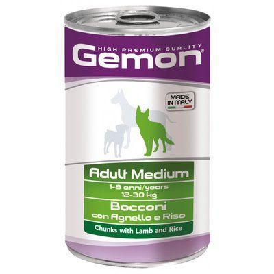 Влажный корм Gemon Dog Wet Medium Adult кусочки с ягненком и рисом для собак средних пород 1250 гр 70387910 фото