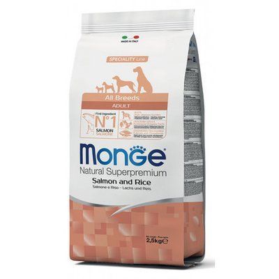 Сухой корм Monge Dog All Breeds Adult с лососем и рисом для взрослых собак всех пород 2,5 кг 70011297 фото