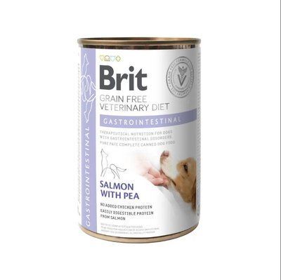 Влажный корм Brit GF VetDiets Gastrointestinal для собак, при проблемах с пищеварением, лосось и горошек, 400 г 1111168806 фото