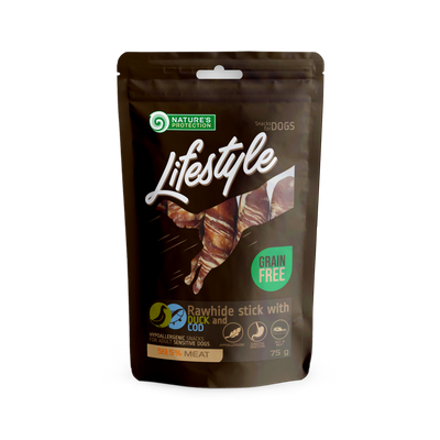 Ласощі для собак роли з качки і тріски Nature's Protection Lifestyle Snack For Dogs Rawhide Sticks With Duck And Cod Rolls 75г SNK46132 фото