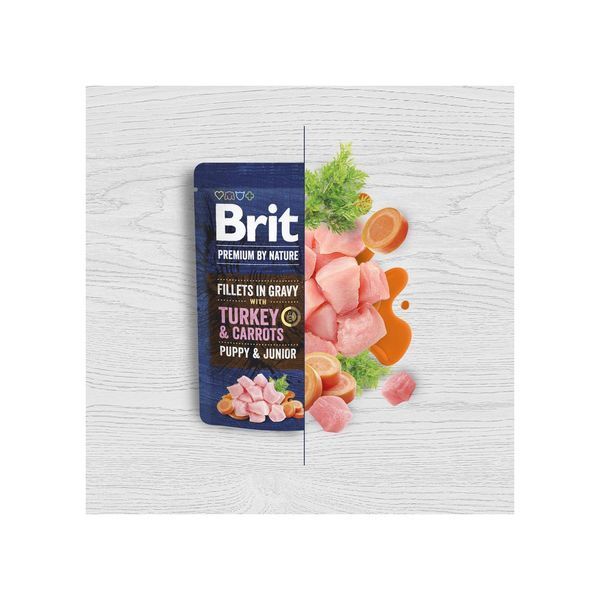 Корм вологий Brit Premium Fillets in Gravy Turkey and Carrots Puppy для цуценят малих порід філе в соусі індичка і морква 85 г 1111185862 фото