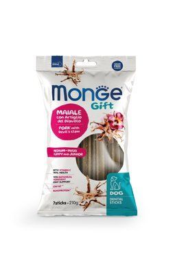 Смаколики для собак Monge Gift Dog Puppy and Junior Medium & Maxi свинина з коренем кігтя диявола 210 гр 70085601 фото