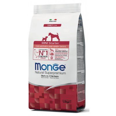 Сухой корм Monge Dog Mini Starter для беременных, кормящих и как первый прикорм щенкам мелких пород до 10 кг. 1,5 кг 70004008 фото