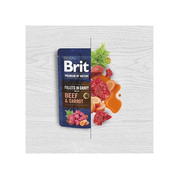 Корм влажный Brit Premium Fillets in Gravy Beef and Carrot для собак малых пород филе в соусе говядина и морковь 85 г 1111185861 фото