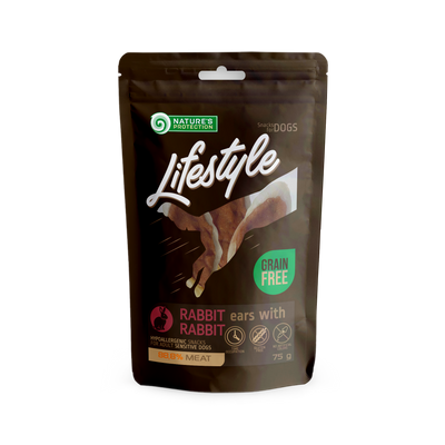 Лакомство для собак сушеные кроличьи уши с кроликом Nature's Protection Lifestyle Snack For Dogs Dried Rabbit Ears With Rabbit 75г SNK46140 фото