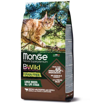 Беззерновий сухий корм Monge Cat Bwild Grain Free (для котів великих порід з 2-х місяців) з буйволом 1,5 кг 70012065 фото