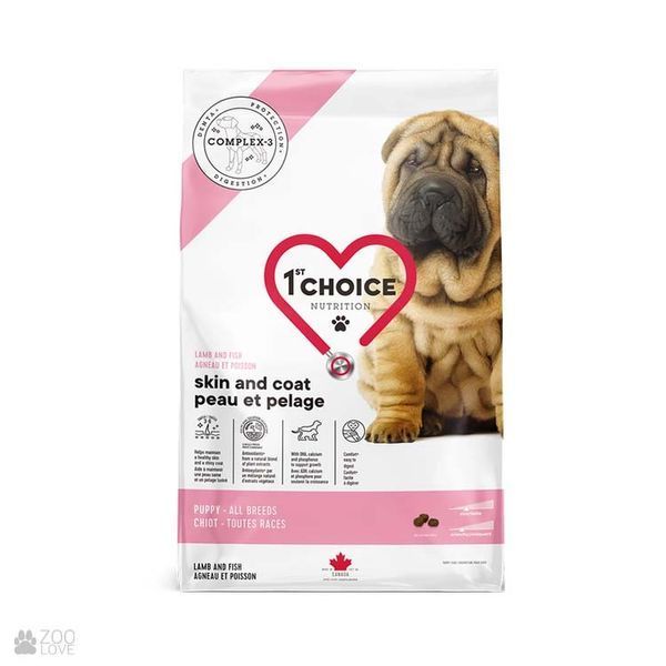 1st Choice Puppy Sensitive Skin & Coat All Breeds Сухий корм для цуценят усіх порід зі смаком ягняти та океанічної риби 2 кг ФЧСЩЯР2 фото