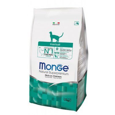 Сухой корм Monge Cat Hairball с курицей для кошек с эффектом выведения шерсти из желудка 400 гр 70005227 фото