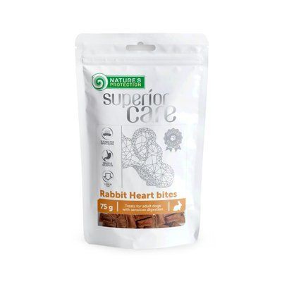 Ласощі для собак серце кролика шматочками c куркою Nature's Protection Superior Care Snacks For Dogs Rabbit Heart Bites 75г SNK46121 фото