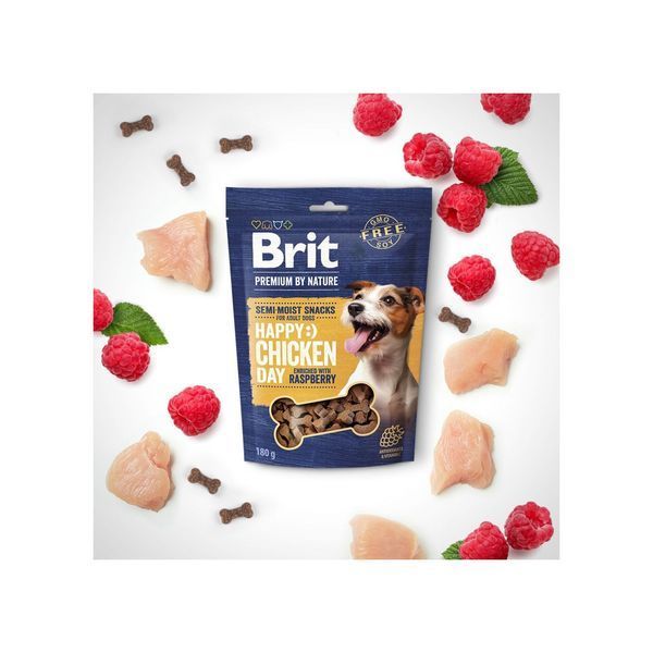 Лакомство Brit Premium Semi-moist Snacks Chicken with Raspberry полувлажные для собак с курицей и малиной 180 г 1111196075 фото