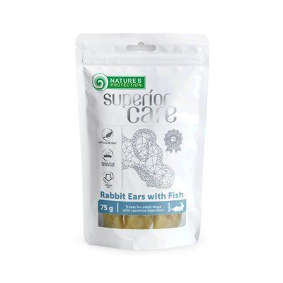 Лакомство для собак уши кролика с рыбой Nature's Protection Superior Care Snacks For Dogs Rabbit Ears With Fish 75г SNK46123 фото