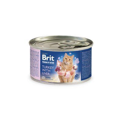 Влажный корм Brit Premium by Nature для кошек, с индейкой и печенью, 200 г 1111163313 фото