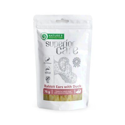 Лакомство для собак кроличьи уши с уткой Nature's Protection Superior Care Snacks For Dogs Rabbit Ears With Duck 75г SNK46119 фото
