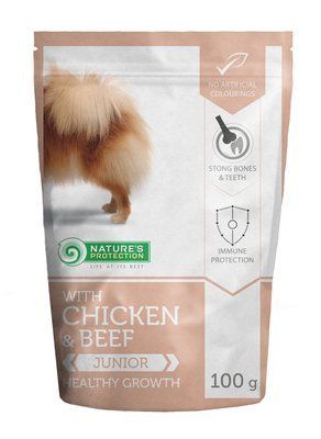Пауч для собак малих порід з куркою і яловичиною для юніорів Nature's Protection Healthy Growth 100г KIK45279 фото