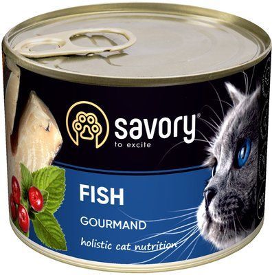 Вологий корм Savory для для дорослих вибагливих котів, з рибою, 200 г 1111165068 фото
