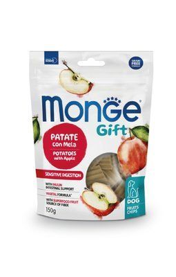 Смаколики для собак Monge Gift Dog Fruit Chips Sensitive digestion картопля з яблуком (веган) 150 гр 70085786 фото