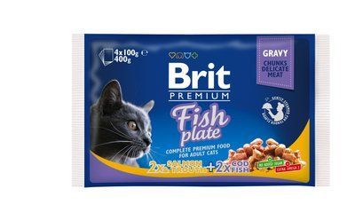 Набор влажных кормов Brit Premium Cat Pouch &laquo;Рыбная тарелка&raquo; для кошек, 4 шт х 100 г 1111142415 фото